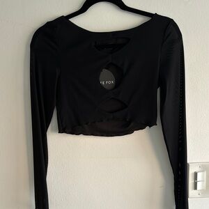 Black Long Sleeve Crop Top